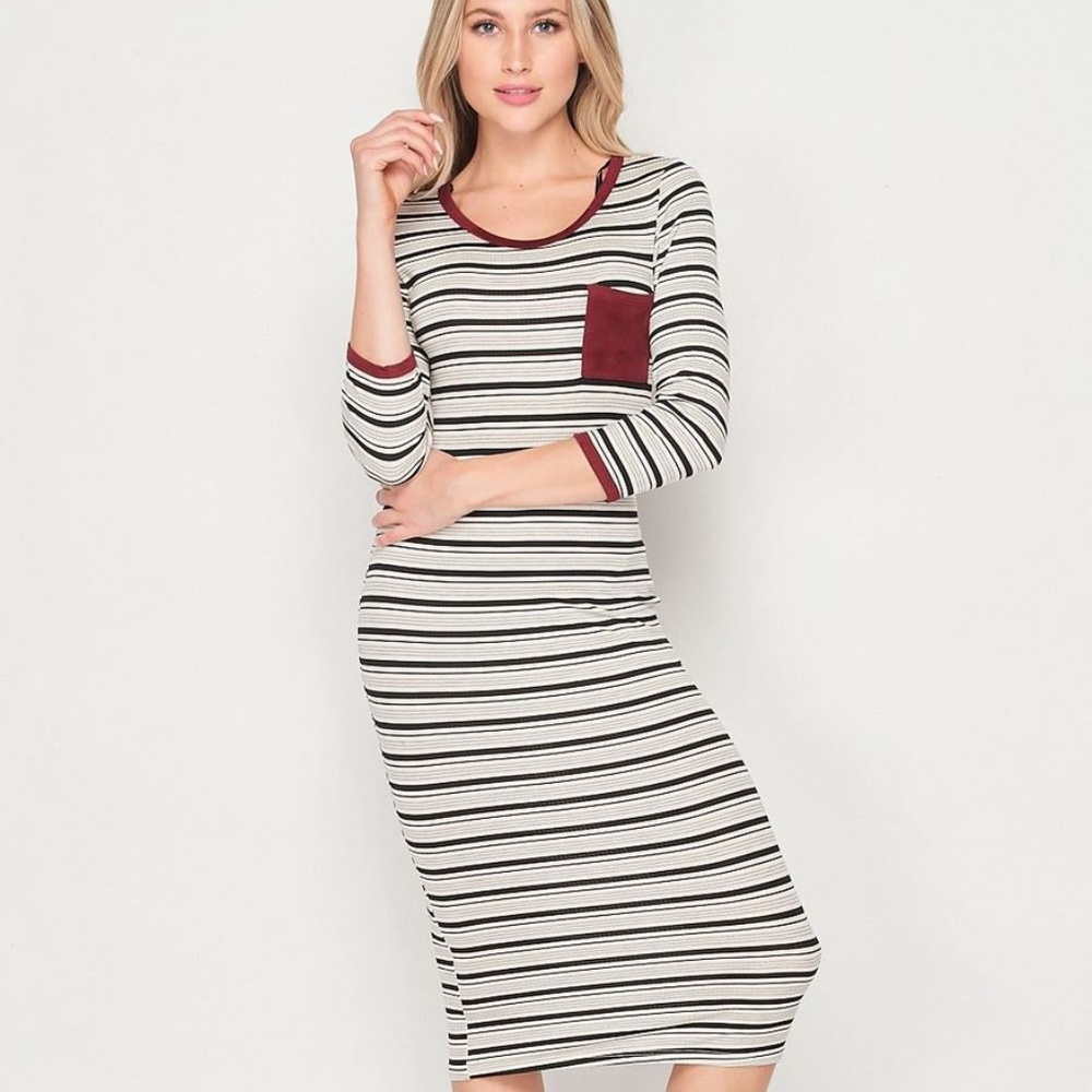 Blank Lewks Serena Stripe Knit Body con Knit Dress